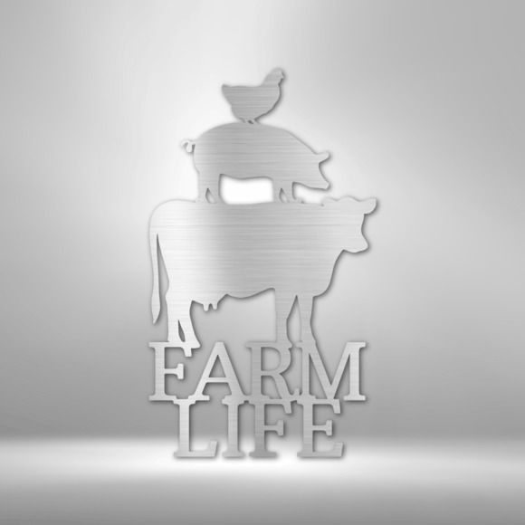 Farm Life Animals Steel Sign Laser Cut Powder Coated Home & Office Metal Wall De